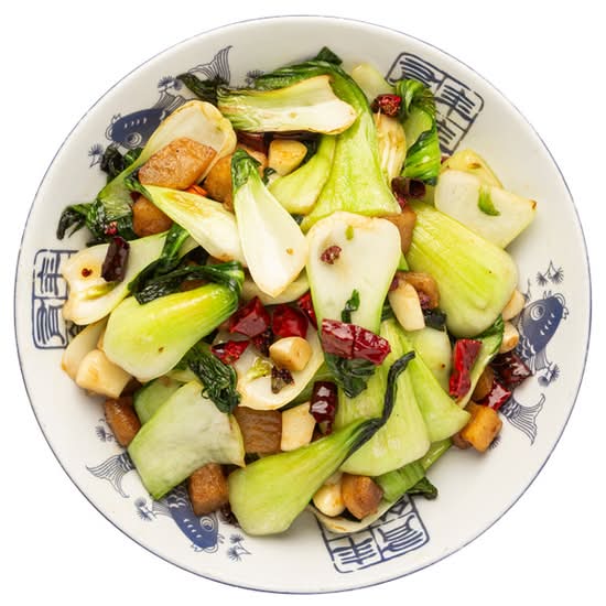 油渣炝炒小唐菜 Stir Fried Shanghai Bok Choi with Crispy Pork Lard